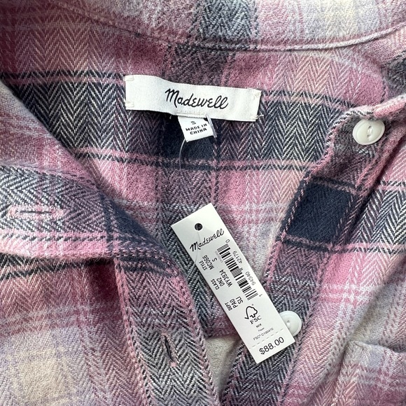 NWT Madewell Flannel Oversized Ex-Boyfriend Shirt in Lenore Plaid Sz Small - Picture 8 of 8